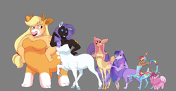 Size: 1024x527 | Tagged: safe, artist:uunicornicc, applejack, fluttershy, pinkie pie, rainbow dash, rarity, twilight sparkle, centaur, taur, g4, centaur pie, centaur twilight, centaurdash, centaurified, centaurjack, centaurshy, centaurworld, mane six, species swap