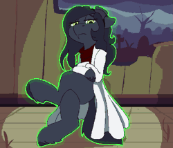 Size: 875x750 | Tagged: safe, artist:brainiac, oc, oc:silent echoes, earth pony, fallout equestria, animated, aseprite, commission, fallout equestria:all things unequal (pathfinder), female, gif, haunted, mare, pixel art, solo