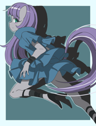 Size: 1000x1300 | Tagged: safe, artist:m@k, maud pie, earth pony, anthro, g4, 2015, action pose, clothes, female, high heels, looking back, old art, out of frame, profile, shoes, solo