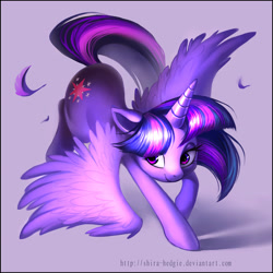 Size: 3424x3424 | Tagged: safe, artist:shira-hedgie, twilight sparkle, alicorn, pony, dancing, feather, female, mare, solo, spread wings, twilight sparkle (alicorn), wings
