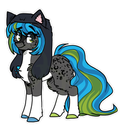 Size: 742x768 | Tagged: safe, artist:tay-niko-yanuciq, oc, oc only, cat, cat pony, earth pony, original species, pony, body markings, chest fluff, colored hooves, earth pony oc, hat, looking at you, simple background, smiling, solo, transparent background