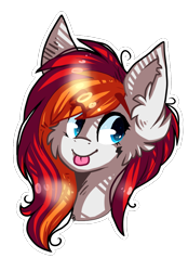 Size: 768x1101 | Tagged: safe, artist:tay-niko-yanuciq, oc, oc only, earth pony, pony, :p, bust, ear fluff, earth pony oc, eye clipping through hair, eyelashes, simple background, smiling, solo, tongue out, transparent background