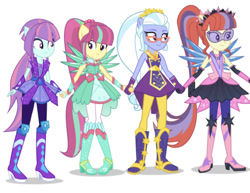 Size: 671x518 | Tagged: safe, artist:3d4d, moondancer, sour sweet, sugarcoat, sunny flare, human, equestria girls, g4, my little pony equestria girls: legend of everfree, alternate universe, boots, clothes swap, cowboy boots, crystal guardian, crystal wings, equestria girls-ified, high heel boots, shoes, simple background, solo, white background, wings