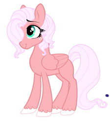 Size: 849x934 | Tagged: safe, artist:saphi-boo, oc, oc only, oc:maraschino ambrosia apple, pegasus, pony, alternate color palette, blank flank, eyelashes, female, freckles, hair over one eye, mare, offspring, parent:big macintosh, parent:fluttershy, parents:fluttermac, simple background, solo, unshorn fetlocks, white background