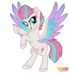 Size: 700x733 | Tagged: safe, artist:fennekinlovers, zipp storm, pegasus, pony, g4, g5, eyelashes, female, g5 to g4, generation leap, looking at you, mare, movie accurate, rearing, simple background, solo, spread wings, style emulation, transparent background, unshorn fetlocks, wings
