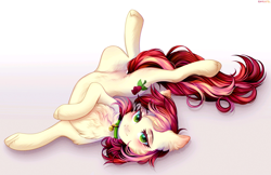 Size: 2635x1704 | Tagged: safe, artist:amaura, roseluck, pony, behaving like a cat, belly fluff, cheek fluff, chest fluff, collar, commission, commissioner:doom9454, cute, ear fluff, fluffy, pet tag, pony pet, rosepet, solo