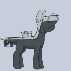 Size: 3000x3000 | Tagged: safe, artist:t72b, boatpony, pony, submarine pony, boat, camouflage, female, high res, mare, ponified, rule 85, simple background, solo, submareine, submarine, type ix, u-boat, wat