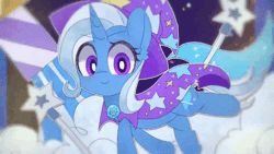 Size: 1280x720 | Tagged: safe, artist:lexiedraw, trixie, pony, unicorn, g4, 60 fps, animated, commission, cute, diatrixes, looking at you, magic wand, no sound, one eye closed, smiling, solo, webm, wink