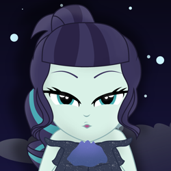 Size: 1920x1920 | Tagged: safe, artist:grapefruit-face, derpibooru exclusive, coloratura, human, equestria girls, g4, my little pony equestria girls: better together, the other side, base used, blowing, clothes, clothes swap, female, glitter, gloves, lidded eyes, looking at you, solo