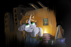 Size: 2997x1997 | Tagged: safe, artist:ka3ahb, oc, oc:littlepip, pony, unicorn, fallout equestria, pipbuck, praying, solo