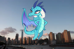 Size: 4288x2848 | Tagged: safe, artist:outlawquadrant, artist:thegiantponyfan, princess ember, dragon, g4, china, dragon wings, dragoness, female, giant dragon, giantess, high res, highrise ponies, irl, macro, mega giant, photo, ponies in real life, shanghai, solo, wings