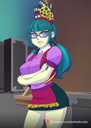 Size: 1240x1754 | Tagged: safe, alternate version, artist:brother-tico, juniper montage, human, equestria girls, equestria girls specials, g4, mirror magic, breasts, busty juniper montage, female, glasses, open mouth, solo