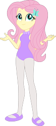 Size: 1441x3257 | Tagged: safe, artist:dupontsimon, fluttershy, human, fanfic:magic show of friendship, equestria girls, g4, ballerina, ballet slippers, clothes, fanfic art, flutterina, fluttershy leotard, leotard, purple leotard, simple background, sleeveless, solo, transparent background, vector