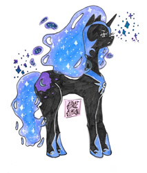 Size: 1164x1368 | Tagged: safe, artist:sizack, nightmare moon, pony, unicorn, cutie mark, female, simple background, sketch, solo, solo female, traditional art, white background