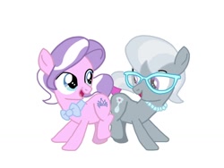 Size: 1024x768 | Tagged: safe, artist:chanyhuman, diamond tiara, silver spoon, earth pony, pony, g4, bowtie, bump bump sugar lump rump, butt to butt, butt touch, colt, cute, diamond crown, duo, femboy, foal, glasses, jewelry, male, metrosexual, my little colt, necklace, pearl necklace, rule 63, silver platter, simple background, white background
