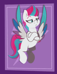 Size: 1416x1835 | Tagged: safe, artist:modularpon, part of a set, zipp storm, pegasus, pony, g5, animated, crossed arms, female, flying, lidded eyes, looking at you, mare, raised eyebrow, solo