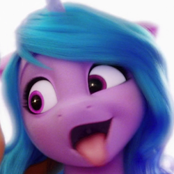 Size: 420x420 | Tagged: safe, screencap, izzy moonbow, pony, unicorn, g5, my little pony: a new generation, spoiler:my little pony: a new generation, cropped, cute, faic, female, izzybetes, mare, mawshot, open mouth, solo, tongue out, uvula