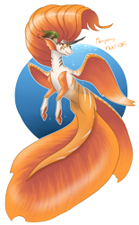 Size: 1613x2600 | Tagged: safe, artist:dragonademetal, oc, oc only, hybrid, merpony, seapony (g4), bubble, crepuscular rays, female, fish tail, gills, horn, mare, ocean, orange eyes, orange mane, simple background, smiling, solo, spread wings, sunlight, swimming, tail, transparent background, underwater, water, wings