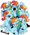 Size: 1014x1182 | Tagged: safe, artist:nekubi, rainbow dash, pegasus, pony, g4, my little pony: friendship is magic, newbie dash, season 6, 2016, behaving like pinkie pie, care mare, cute, dashabetes, dashstorm, dynamic dash, female, forthright filly, heart, manebow sparkle, mare, multeity, old art, rainbow fash, reading rainboom, tongue out