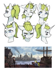 Size: 920x1160 | Tagged: safe, artist:printik, oc, oc:honoria, pony, unicorn, equestria at war mod, boat, expressions, face paint, medieval, scenery, ship, smiling, smug, unamused