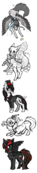Size: 656x3043 | Tagged: safe, artist:tay-niko-yanuciq, oc, oc only, dog, earth pony, pegasus, pony, clothes, earth pony oc, hat, lineart, pegasus oc, simple background, top hat, transparent background, wings