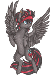 Size: 541x818 | Tagged: safe, artist:tay-niko-yanuciq, oc, oc only, pegasus, pony, chest fluff, gritted teeth, pegasus oc, rearing, simple background, solo, teeth, transparent background, wings