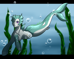 Size: 5000x4000 | Tagged: safe, artist:o-demonkill-o, oc, oc only, hybrid, merpony, seapony (g4), siren, bubble, commission, fish tail, flowing tail, looking at you, mermaid tail, ocean, purple eyes, seaweed, solo, swimming, tail, underwater, water, ych result