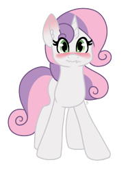 Size: 3946x5184 | Tagged: safe, artist:sevenserenity, sweetie belle, pony, unicorn, g4, adult, blushing, ear blush, looking at you, older, older sweetie belle, simple background, solo, transparent background, wavy mouth