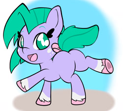 Size: 1847x1668 | Tagged: safe, artist:steelsoul, seashell (g5), earth pony, pony, g5, butt, cloven hooves, cute, dancing, freckles, looking at you, pippsqueaks, plot, shellabetes, solo