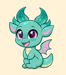 Size: 3320x3744 | Tagged: safe, artist:confetticakez, sparky sparkeroni, dragon, g5, baby, baby dragon, cute, happy, high res, male, open mouth, open smile, simple background, smiling, solo, sparkybetes, yellow background
