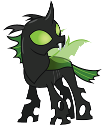 Size: 492x601 | Tagged: safe, edit, oc, oc only, oc:phylaxis, changeling, green changeling, green eyes, simple background, solo, transparent background