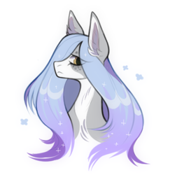 Size: 1110x1140 | Tagged: safe, artist:strangle12, oc, oc only, earth pony, pony, bust, ear fluff, earth pony oc, ethereal mane, eye clipping through hair, eyelashes, female, mare, simple background, solo, starry mane, white background