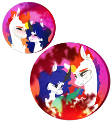 Size: 3110x3456 | Tagged: safe, artist:ryrxian, oc, oc only, pony, bust, female, high res, male, mare, multicolored hair, oc x oc, rainbow hair, shipping, simple background, stallion, straight, transparent background