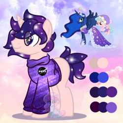 Size: 950x950 | Tagged: safe, artist:shiee-artopia223, cozy glow, princess luna, alicorn, pegasus, pony, g4, base used, clothes, dress, ethereal mane, female, filly, foal, fusion, hoof shoes, male, mare, stallion, starry mane