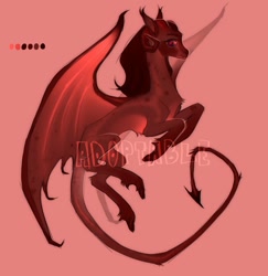 Size: 1048x1080 | Tagged: safe, artist:pessadie, oc, oc only, demon, demon pony, pony, rearing, red background, simple background, solo