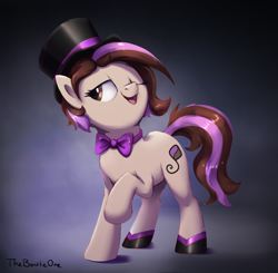 Size: 1600x1566 | Tagged: safe, artist:thebowtieone, oc, oc only, oc:bowtie, earth pony, pony, bowtie, clothes, female, hat, mare, shoes, solo, top hat