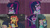 Size: 1280x720 | Tagged: safe, edit, edited screencap, editor:quoterific, screencap, fluttershy, rainbow dash, sci-twi, sunset shimmer, twilight sparkle, human, equestria girls, g4, my little pony equestria girls: better together, stressed in show, bowtie, clothes, cutie mark on clothes, eyes closed, female, food, geode of empathy, geode of fauna, geode of super speed, geode of telekinesis, glasses, hairpin, hoodie, jewelry, leather vest, magical geodes, necklace, open mouth, pencil, ponytail, popcorn, text, vest