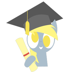 Size: 1440x1440 | Tagged: safe, artist:greenhoof, derpy hooves, pony, g4, graduation cap, hat, scroll, simple background, solo, transparent background