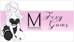 Size: 8192x4680 | Tagged: safe, artist:maximus, oc, oc only, oc:fexy gaws, unicorn, anthro, absurd resolution, anthro oc, bustier, clothes, female, kneeling, one eye closed, skirt, socks, solo