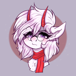 Size: 2000x2000 | Tagged: safe, artist:glotasha, oc, oc only, pony, unicorn, :>, art, blushing, cute, face, high res, purple eyes, red, shy, solo, trade