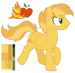 Size: 1400x1364 | Tagged: safe, artist:monochrome-sunsets, oc, pegasus, pony, g4, magical lesbian spawn, male, offspring, parent:applejack, parent:spitfire, simple background, solo, stallion, transparent background