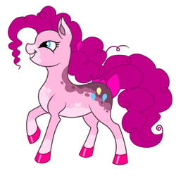 Size: 640x640 | Tagged: safe, artist:plasmaticia, pinkie pie, earth pony, pony, g4, alternate design, bow, grin, happy, simple background, smiling, solo, tail, tail bow, transparent background