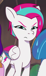 Size: 354x582 | Tagged: safe, screencap, zipp storm, pegasus, pony, clip trot, g5, my little pony: tell your tale, spoiler:g5, spoiler:my little pony: tell your tale, spoiler:tyts01e07, angry, cropped, female, mare, unamused, wet, wet mane, wet mane zipp storm, zipp storm is not amused