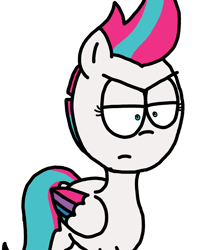 Size: 1816x2146 | Tagged: safe, artist:professorventurer, zipp storm, pegasus, pony, series:ask pippamena, g5, angry, female, mare, simple background, solo, unamused, white background, zipp storm is not amused