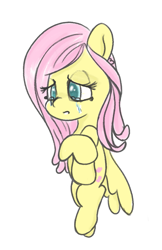 Size: 1035x1597 | Tagged: safe, artist:limitmj, fluttershy, pegasus, pony, g4, crying, female, looking down, mare, partially open wings, sad, simple background, solo, teary eyes, three quarter view, vertical, white background, wings, wings down