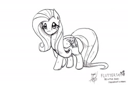 Size: 1973x1315 | Tagged: safe, artist:digiral, fluttershy, pegasus, pony, g4, 2016, female, mare, monochrome, solo