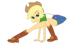 Size: 2815x1754 | Tagged: safe, artist:gmaplay, applejack, human, equestria girls, g4, clothes, green underwear, helping twilight win the crown, simple background, solo, transparent background, underwear