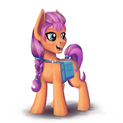 Size: 1200x1200 | Tagged: safe, artist:sa1ntmax, sunny starscout, earth pony, pony, g5, bag, cute, female, mare, open mouth, saddle bag, simple background, solo, sunnybetes, white background
