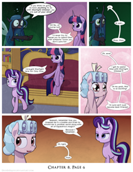 Size: 1200x1552 | Tagged: safe, artist:deusexequus, cozy glow, queen chrysalis, starlight glimmer, twilight sparkle, alicorn, changeling, changeling queen, pony, unicorn, comic:fix, g4, comic, female, filly, foal, sitting, speech bubble, twilight sparkle (alicorn)
