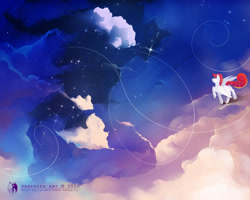 Size: 2512x2012 | Tagged: dead source, safe, artist:antiander, pegasus, pony, cloud, high res, night, on a cloud, solo, standing on a cloud, stars, swirls